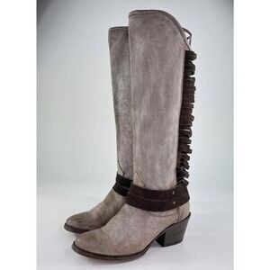 Stetson Women's Dover Knee High Boots US 7.5 Handcraft Grey Tall Cowboy Boot